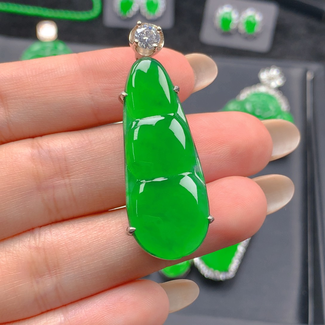 吊坠(不含链)银S925镶嵌翡翠