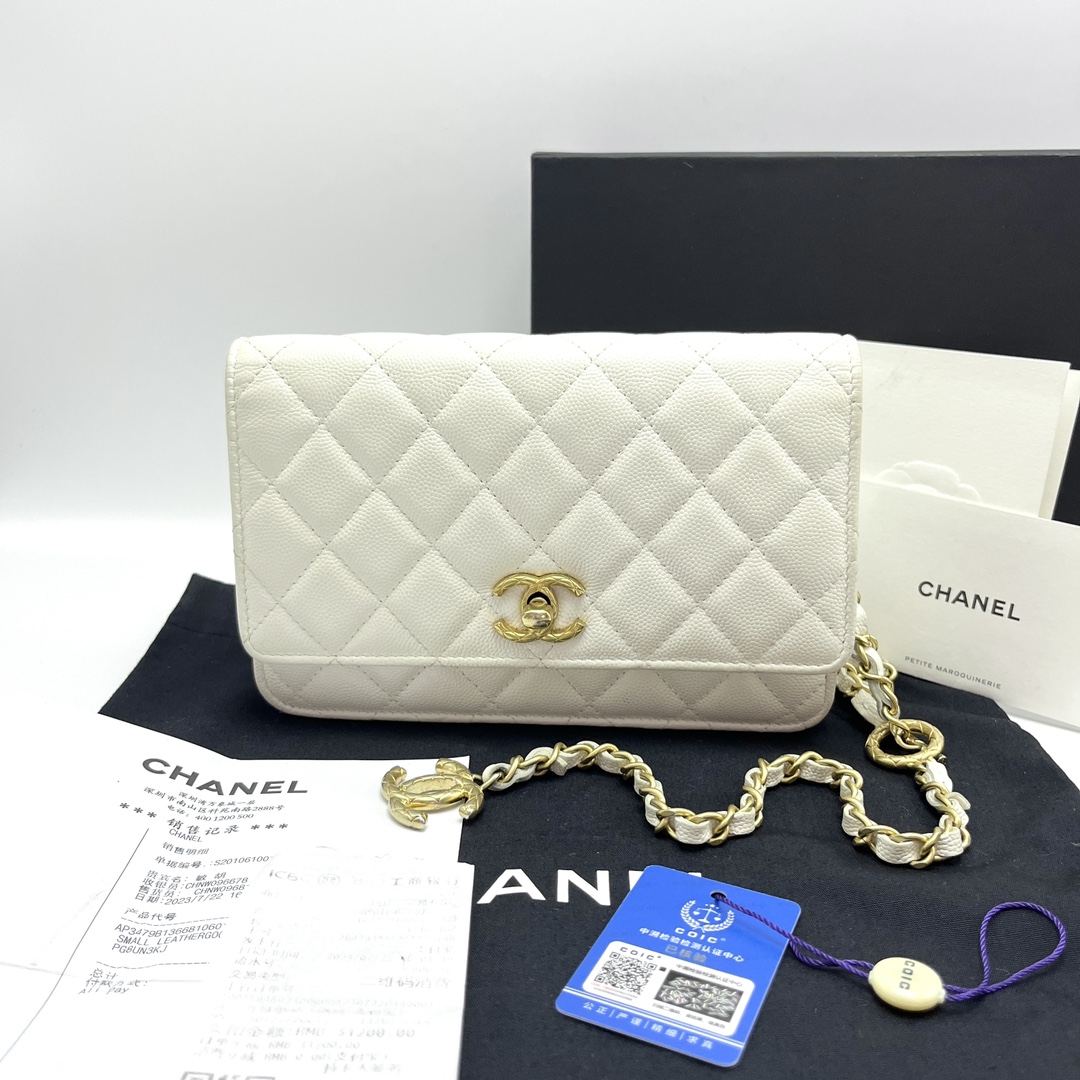 95新 Chanel/香奈儿 白金WOC单肩斜挎链条包21222二手