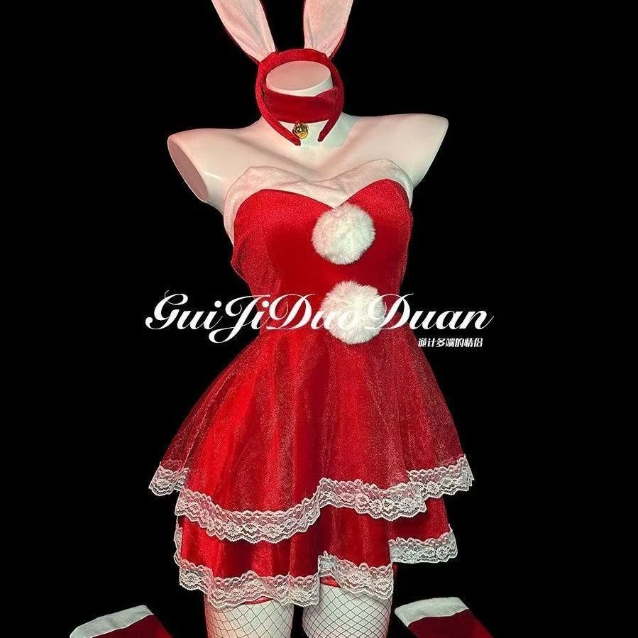 圣诞服装兔女郎圣诞节辣妹连衣裙睡裙cos套装家居服睡衣性感抹胸