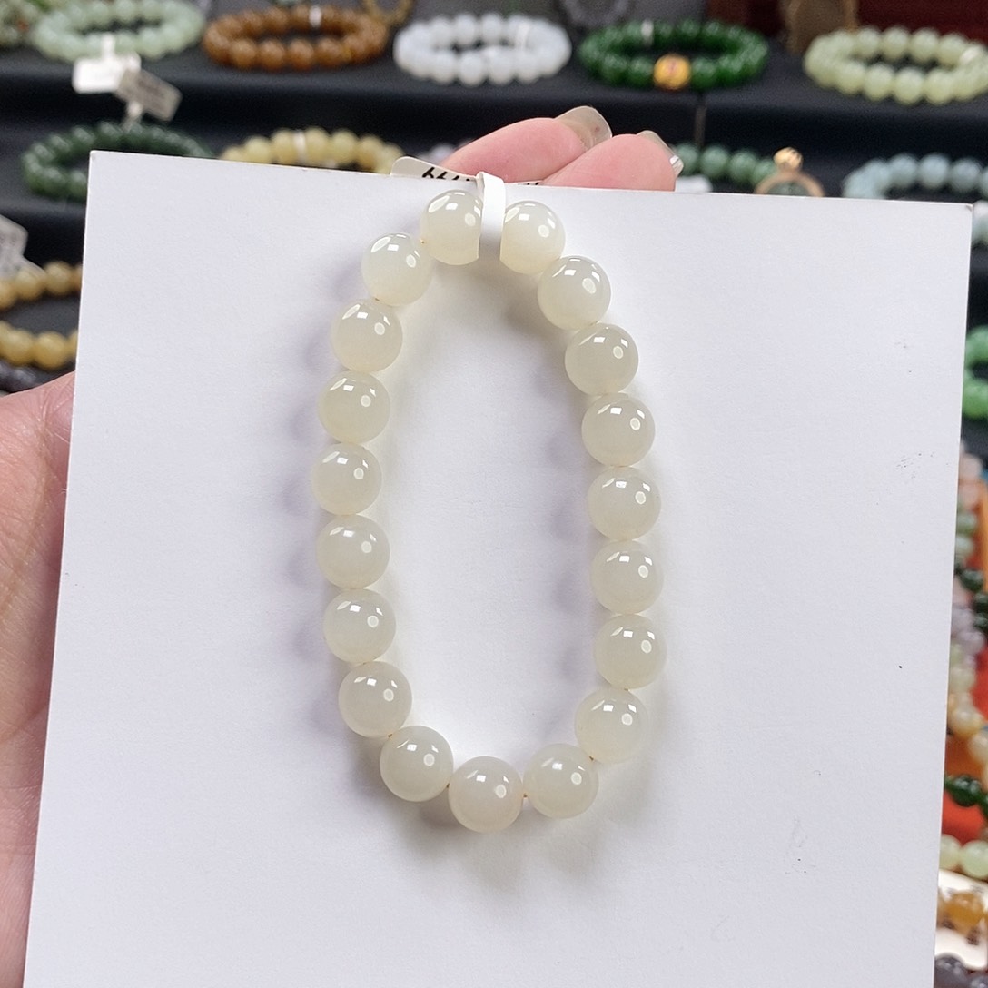 和田玉手链  10MM未镶嵌蜂蜜水
