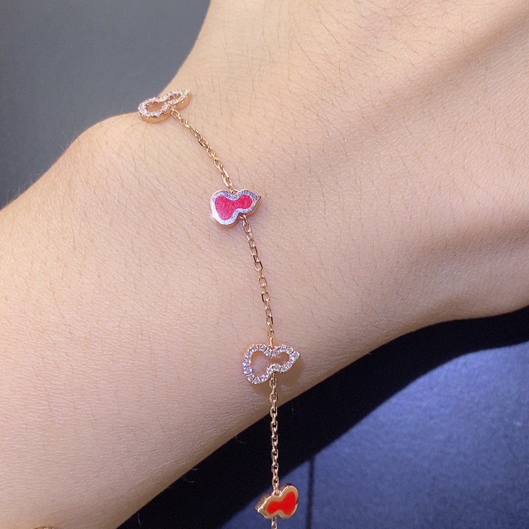 钻石手链18K金镶嵌珐琅葫芦手链k玫