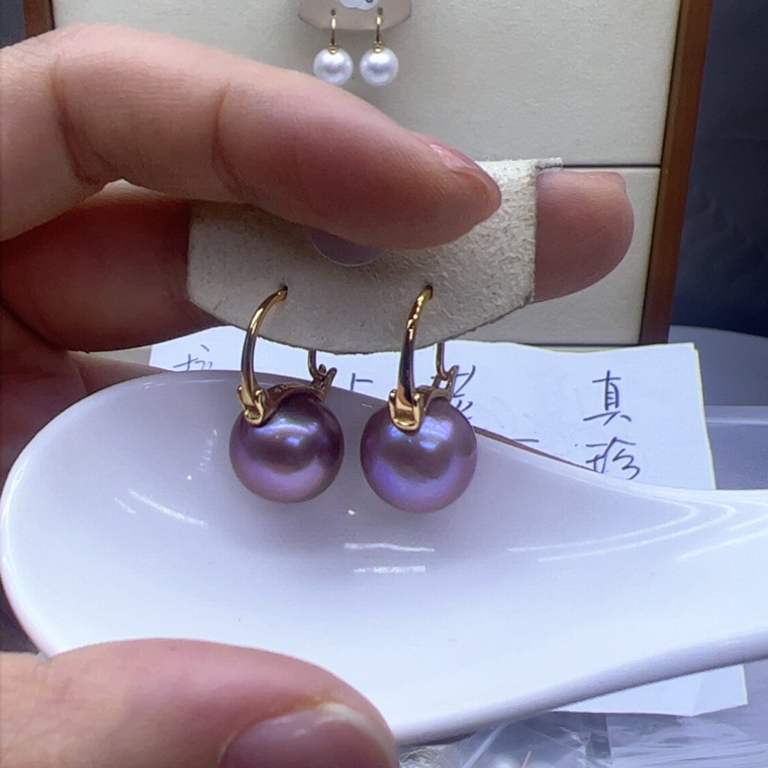 淡水珍珠耳饰银S925镶嵌