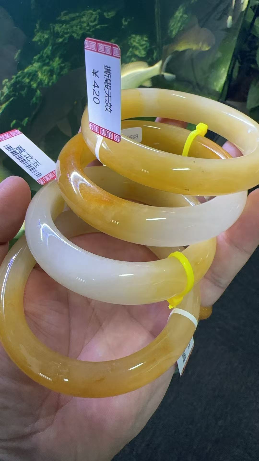 冰透冰种蜜天然女士黄龙石英质玉镯，多样款式发货