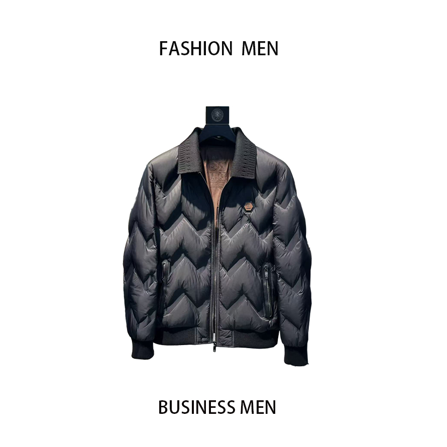 【051】羽绒服秋冬新款加厚保暖商务休闲翻领外套韩版时尚双领夹克