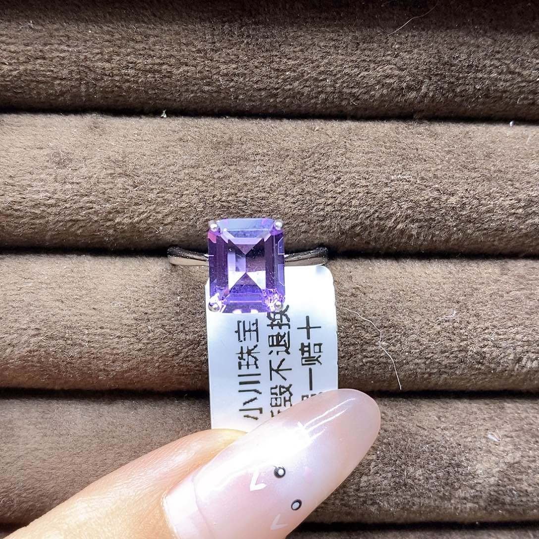 小***妖水晶珠宝半成品银S925镶嵌纯天然无优化紫水晶Q