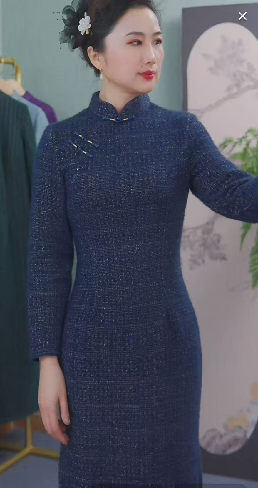【蓝羽】苏如玉 衣长120 冬款加绒加厚2025显瘦高弹力旗袍裙子