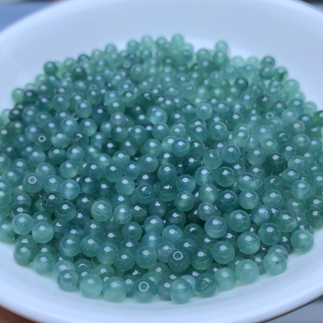 【闪购商品】翡翠手链未镶嵌卡4冰透蓝水30个