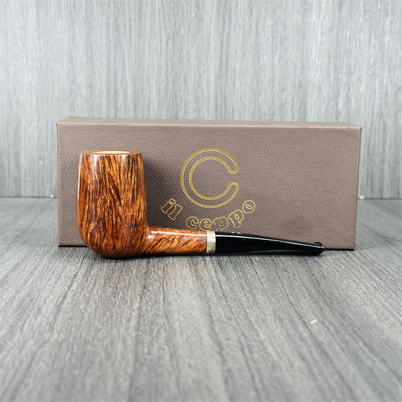  意大利 il ceppo 齐博石楠木手工烟斗 光面银圈直斗