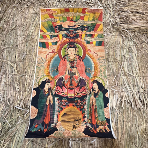 高端精品文殊菩萨唐卡卷轴画AA13