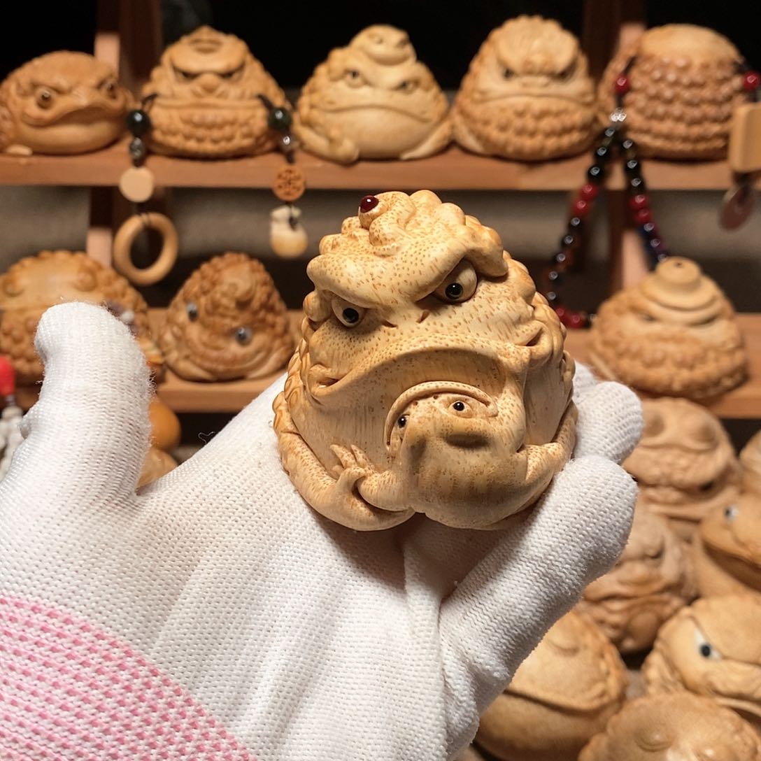 竹抖**抖竹根雕金蟾竹根雕