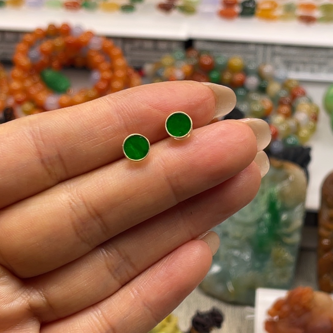 【闪购商品】翡翠挂件18K金镶嵌翡翠