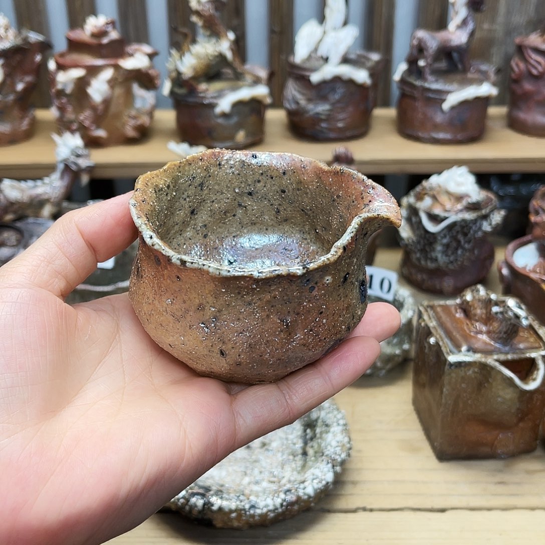 瓶柴烧粗陶手捏公道杯