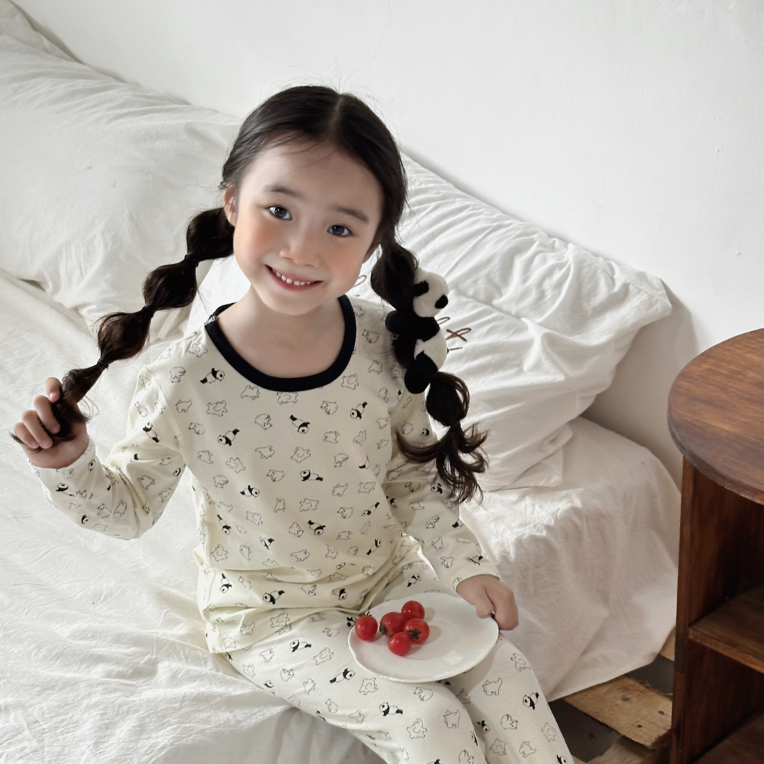 170-180莱卡卡通风春秋男童女童家居服套装透气A类套服