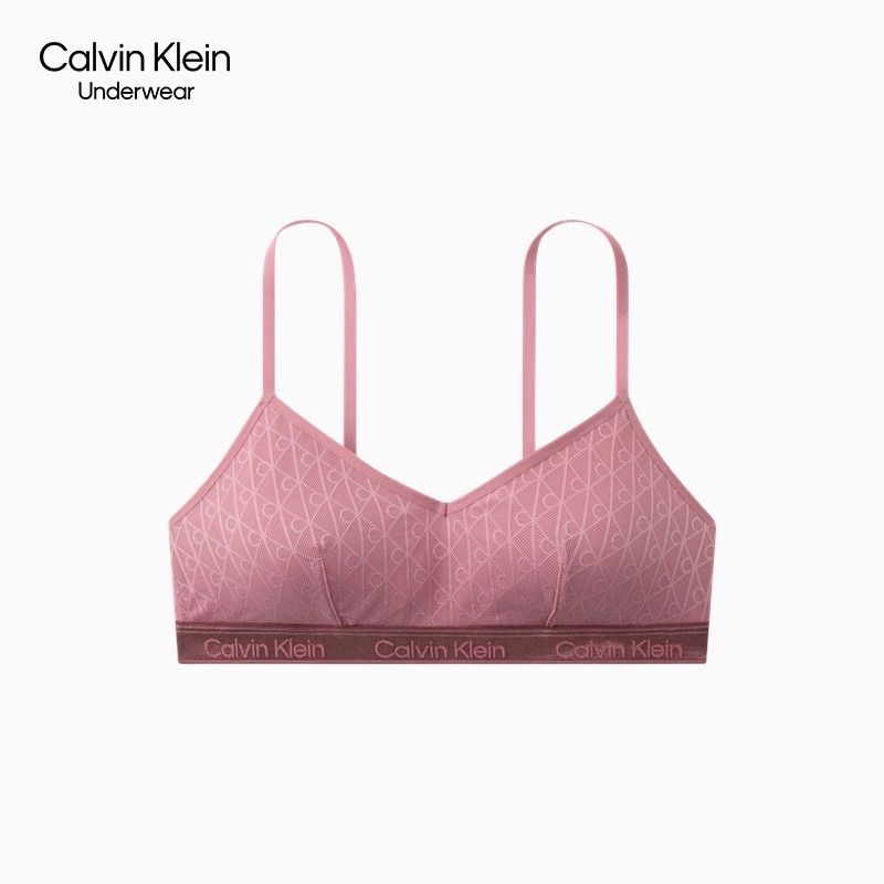 CK内衣26春夏新款女士性感老花蕾丝舒适无钢圈可卸垫背心式文胸