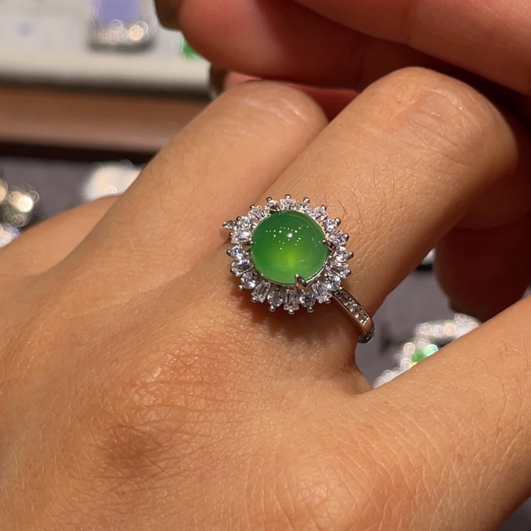 银S925镶嵌戒指翡翠戒指