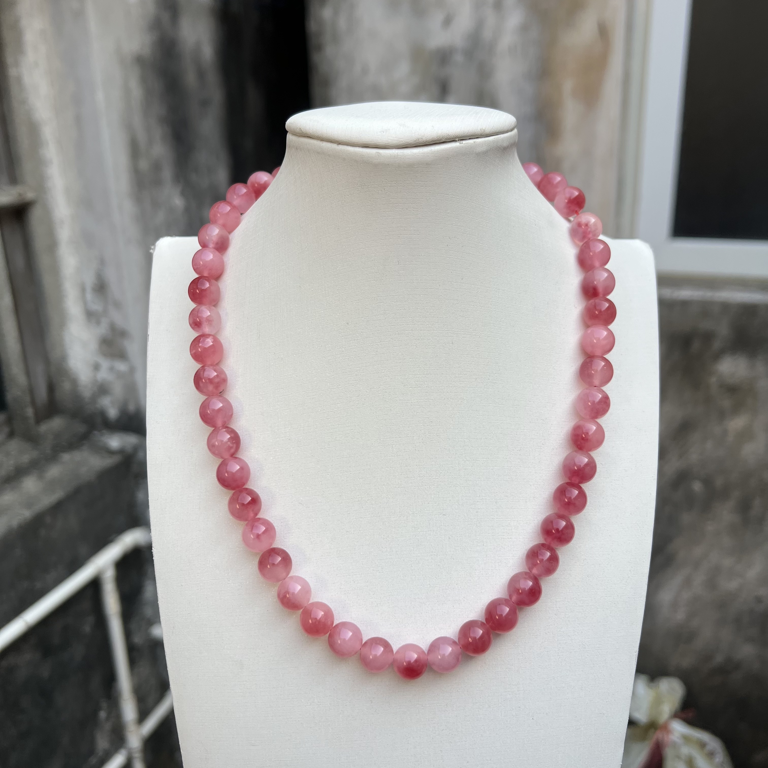 A763烟花雨粉妈妈链卡10mm手串项链