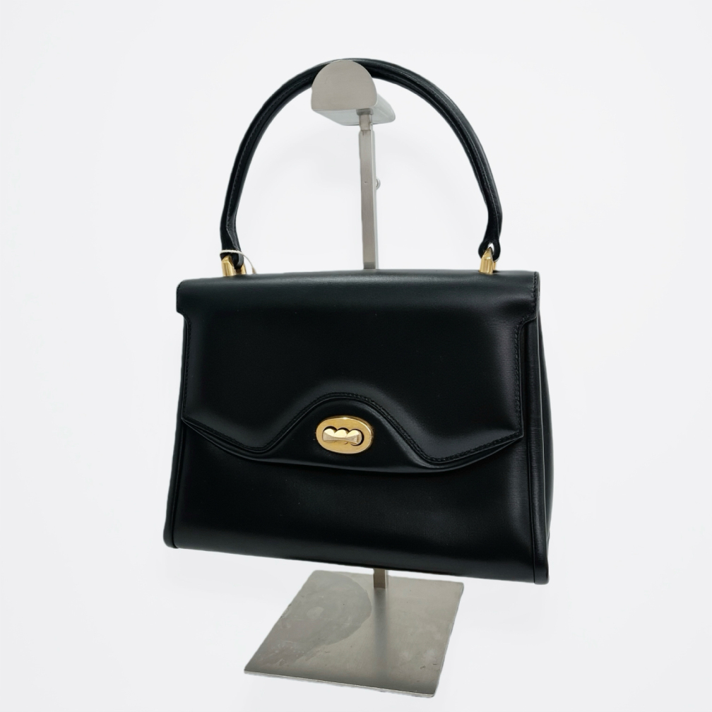 95新 GUCCI/古驰 二手黑色全皮手提包K44175 