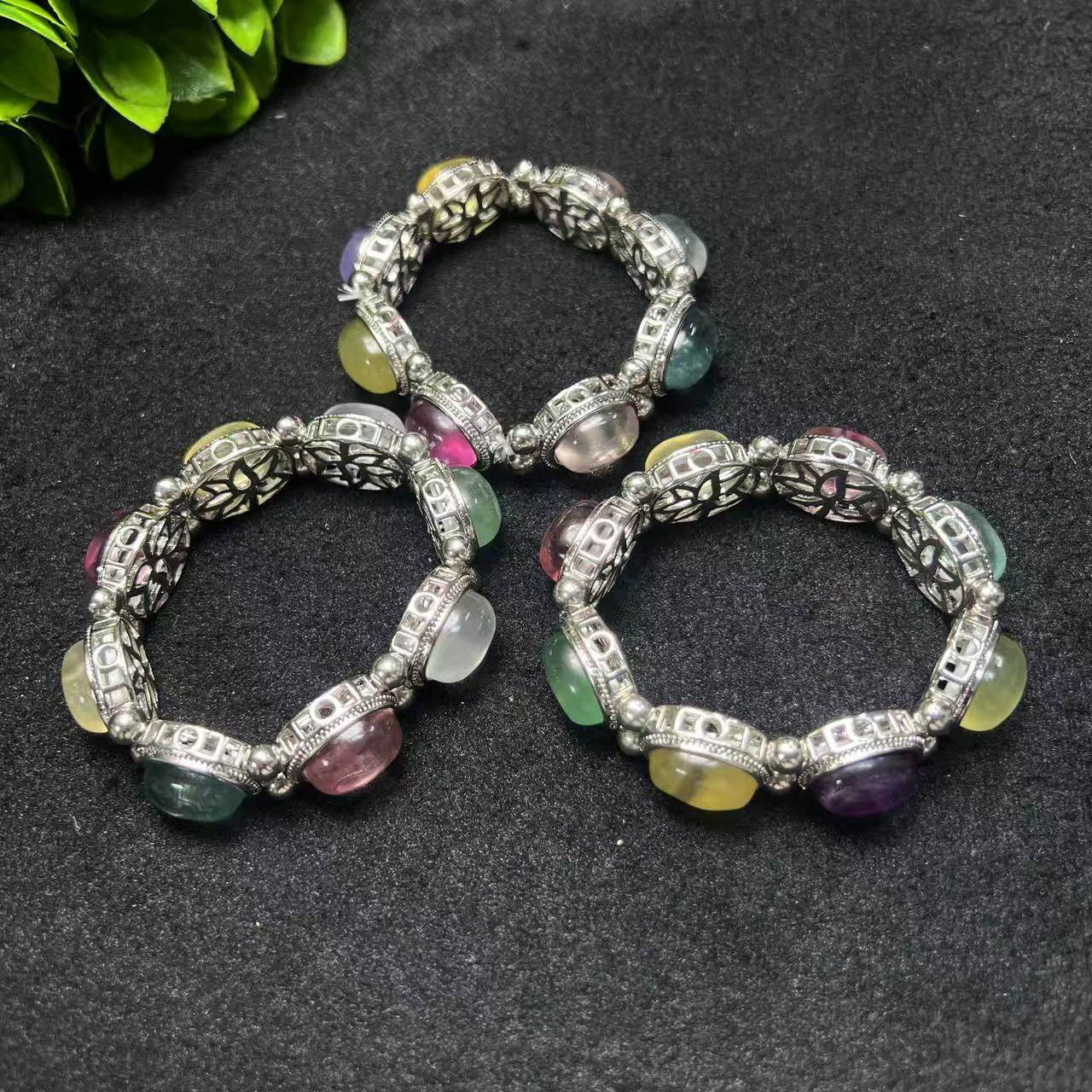 CT11094【任会长珠宝】七彩梦幻萤石蛋面手牌-多样性发货只发一件