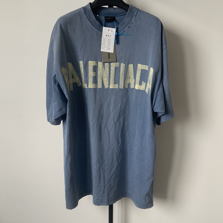 未使用 Balenciaga/巴黎世家 胶带字母印花圆领短袖 01513