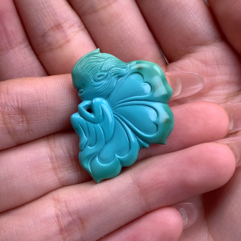 【闪购商品】绿松石雕刻蝴蝶仙子未镶嵌