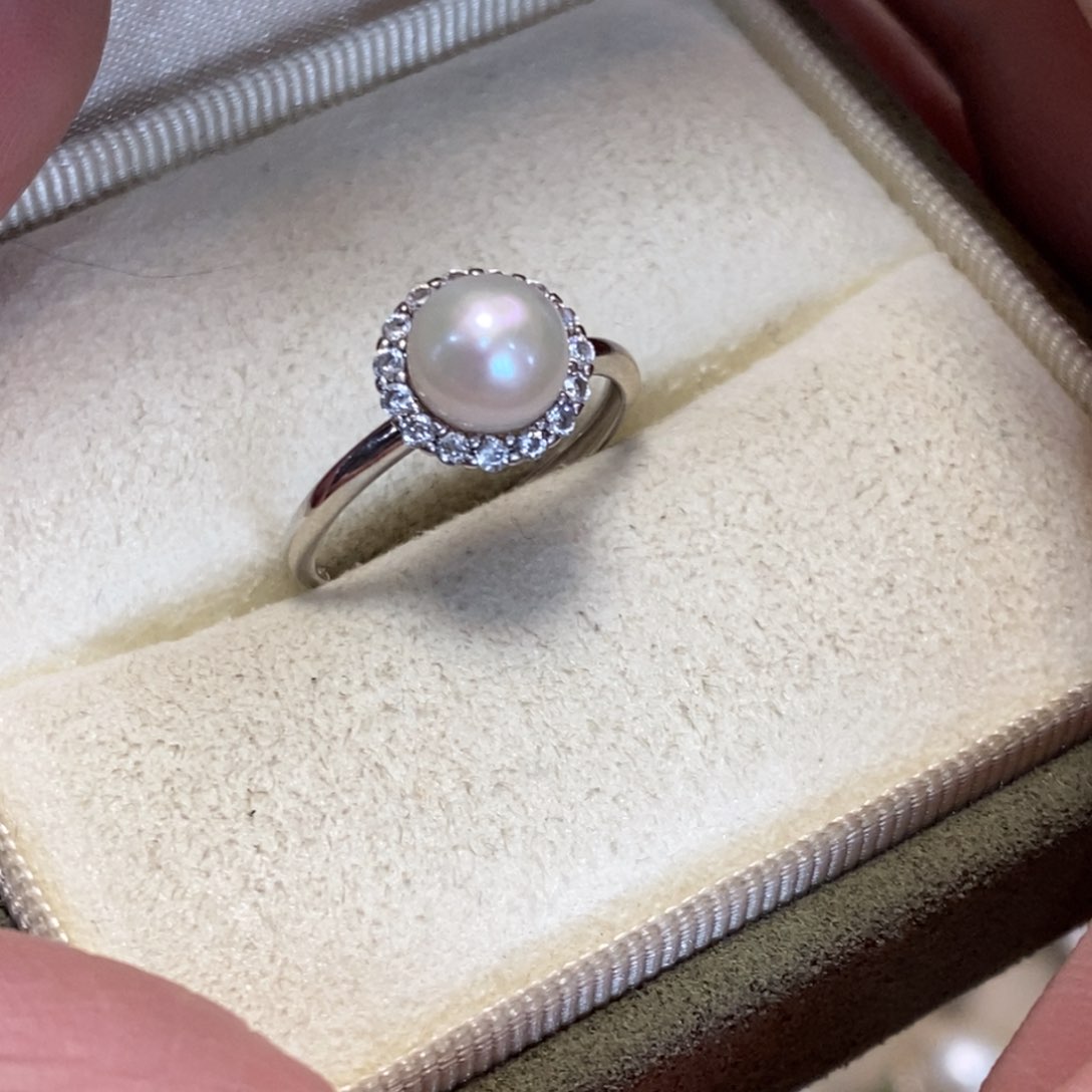 淡水珍珠戒指银S925镶嵌