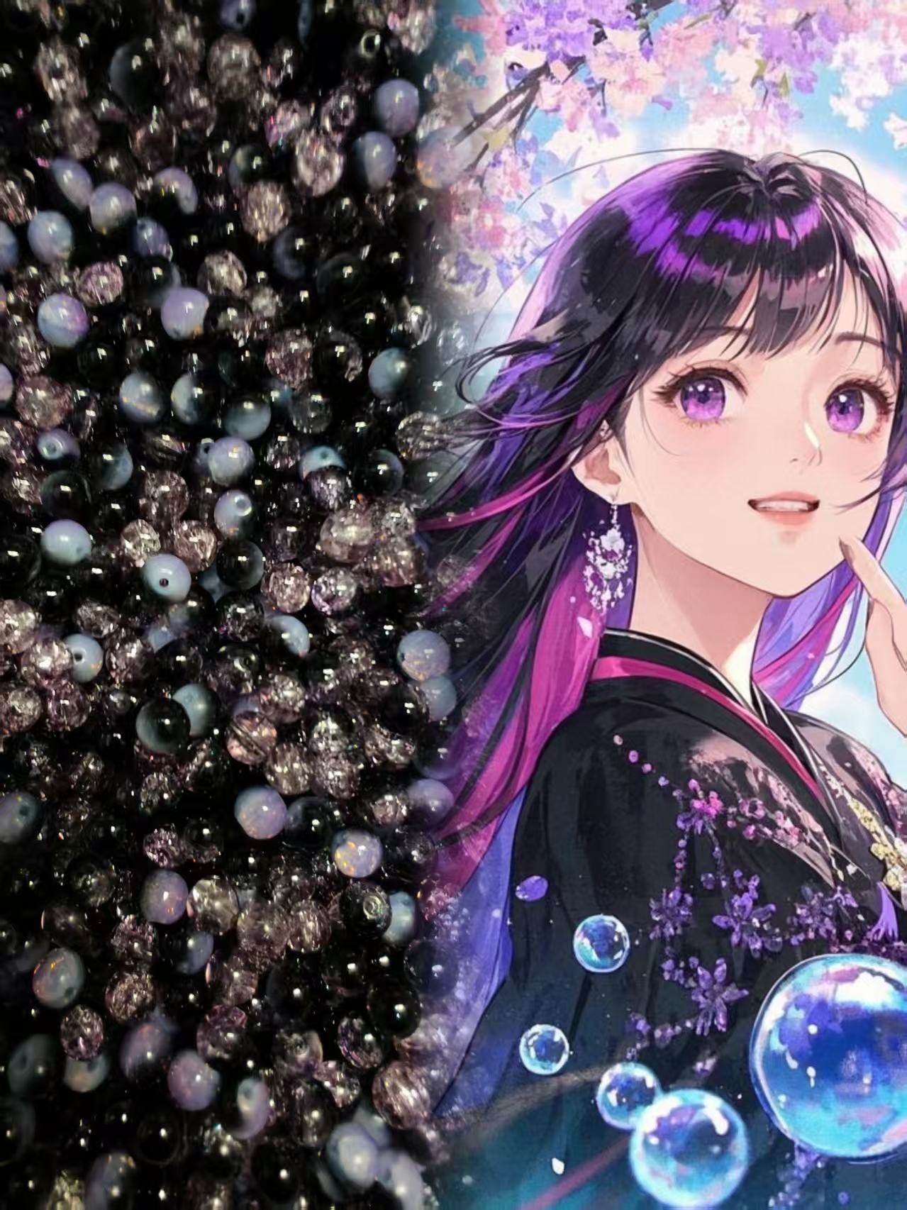 【黑紫混炒】混炒琉璃爆闪diy手作冰透流行搭配轻奢时尚珠珠