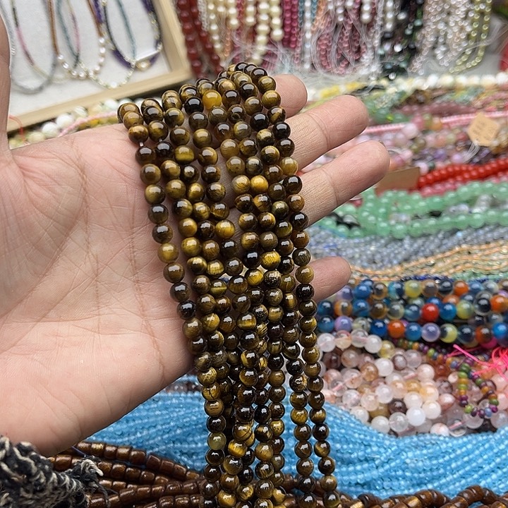 玛瑙/玉髓珠宝半成品未镶嵌一条6mm虎眼石