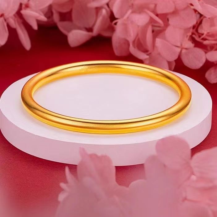 合金手镯 新款【古法传承手镯】女款时尚潮流素圈实心传承磨砂经典