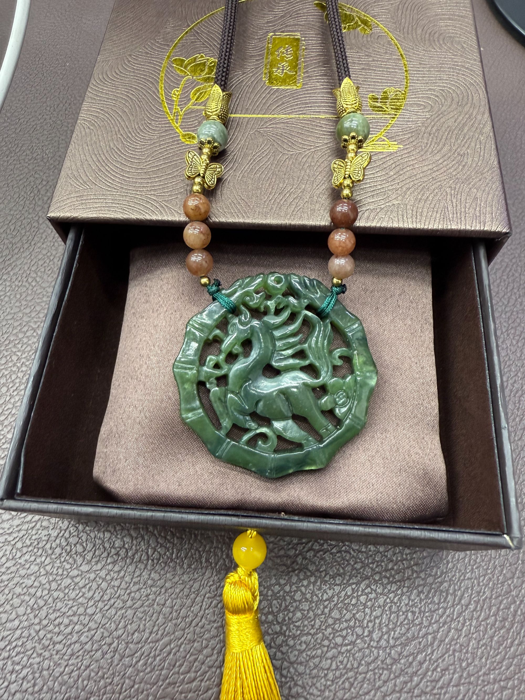 和田玉 马到成功 竹节马牌挂件（多样性发货发一件）