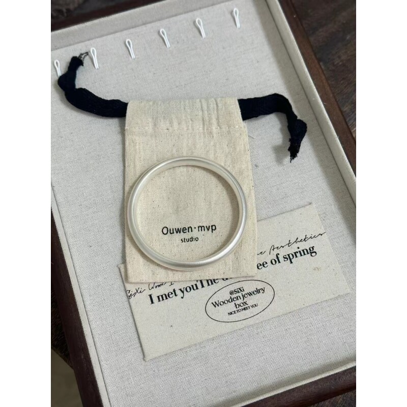 喜宝春花足银999手镯  窄版磨砂轮胎手镯