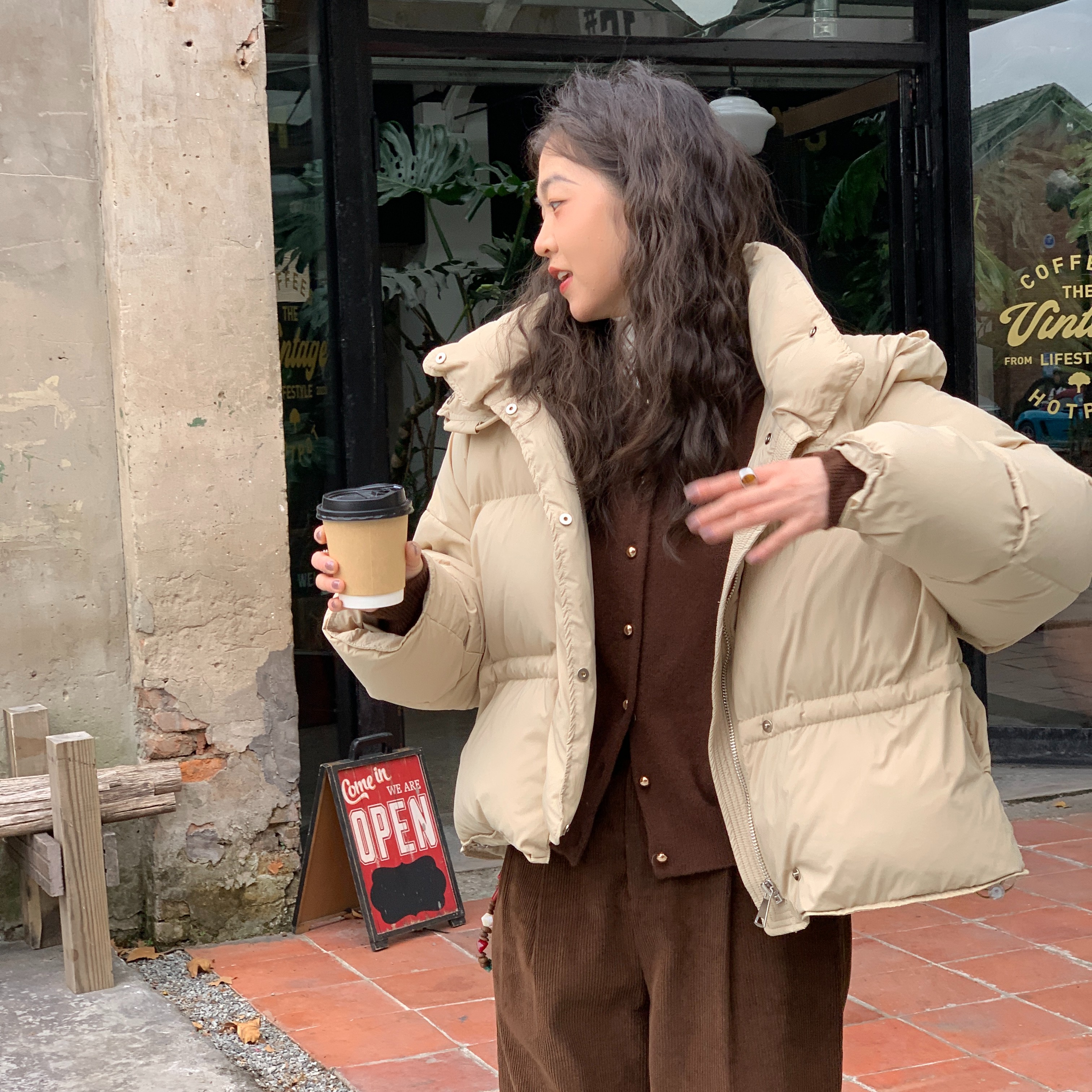 清仓【1382】设计师保暖短款百搭连帽羽绒服女90白鸭绒冬季