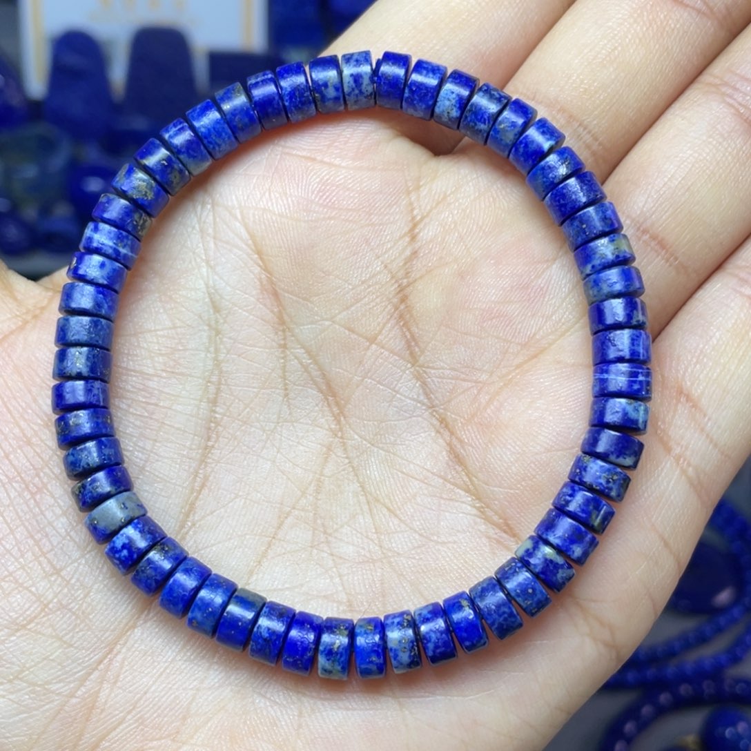 青金石未镶嵌6×3mm直切药片手串
