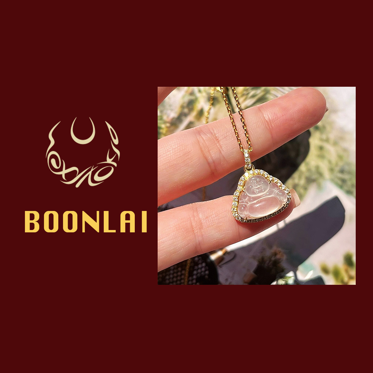 铜合金锆石吊坠 Boonlai镶钻万能扣佛公吊坠（不含链条）