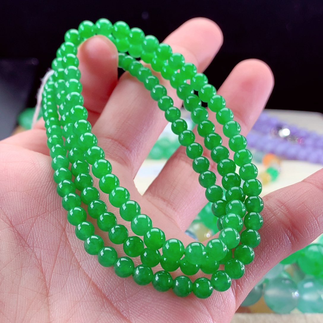 翡翠手链未镶嵌卡4+mm