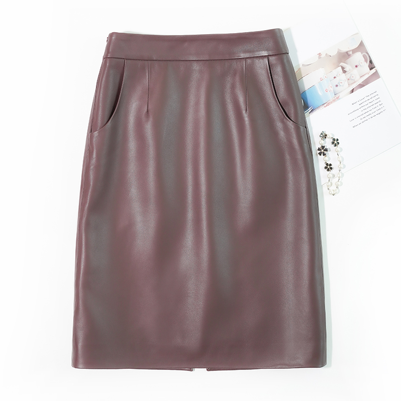 真皮皮裙女士进口绵羊皮半身裙中长海宁2025新款时尚高腰显瘦包臀