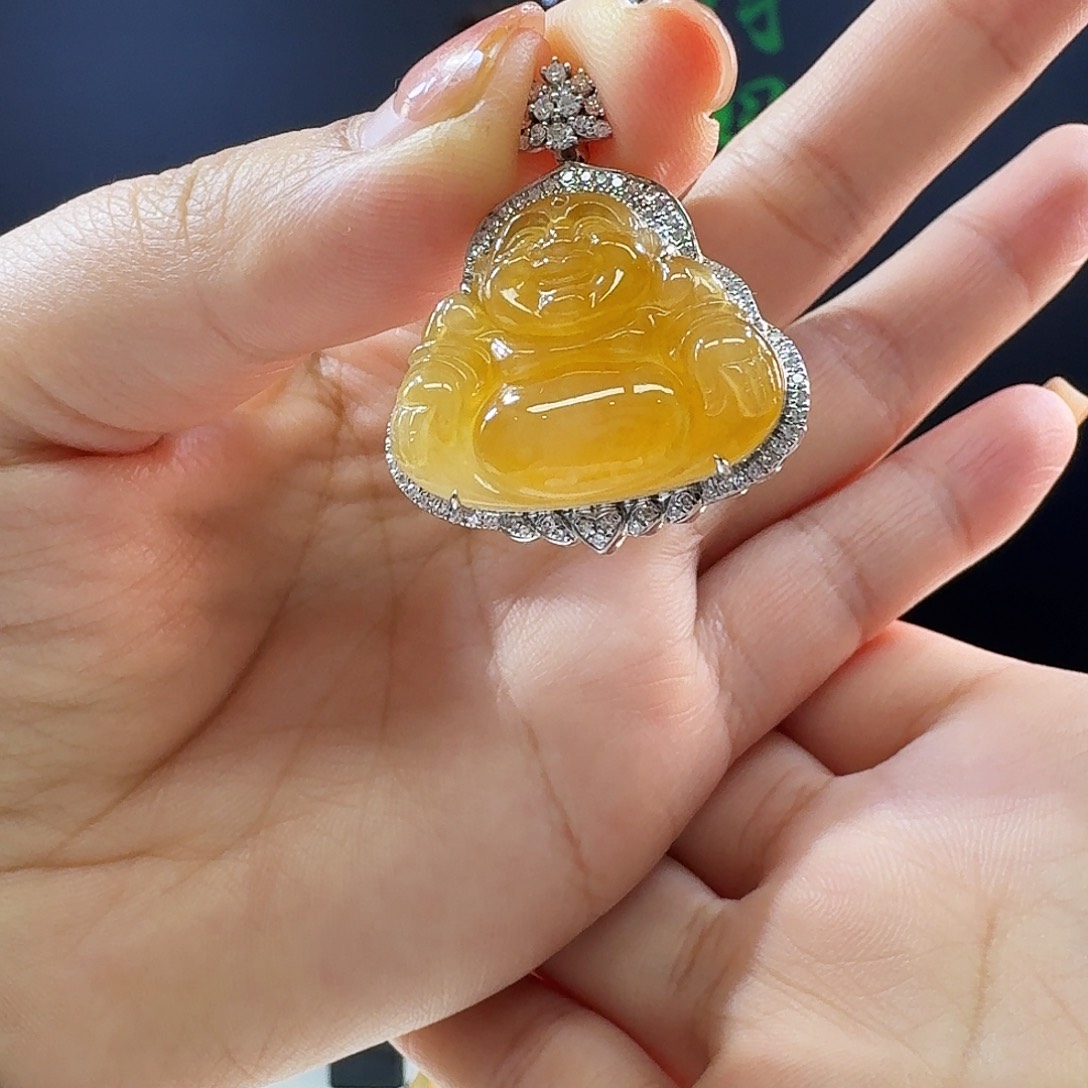 翡翠吊坠(不含链)18K金镶嵌18k镶嵌