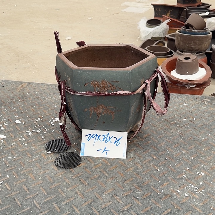 紫砂花花盆窝口六方大号