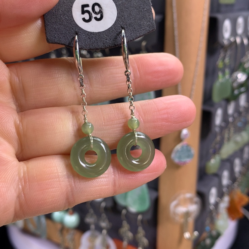 【闪购商品】和田玉耳饰银S925镶嵌精美