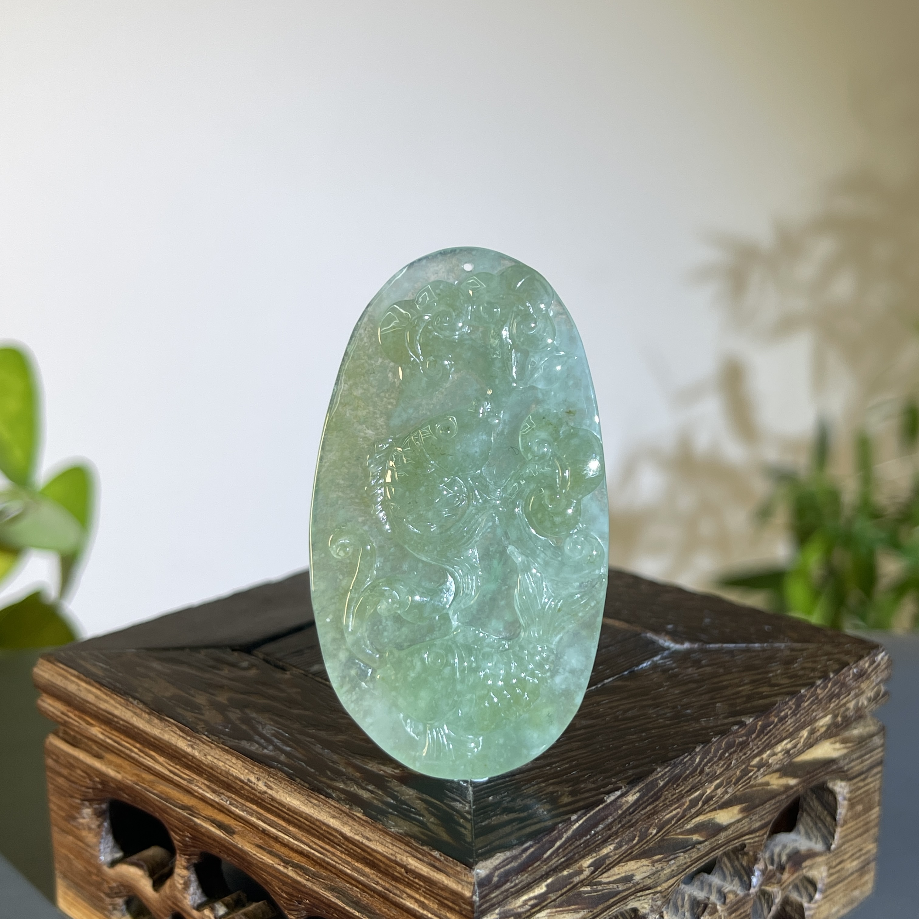 JXW12-34  天然缅甸A货翡翠 年年有余