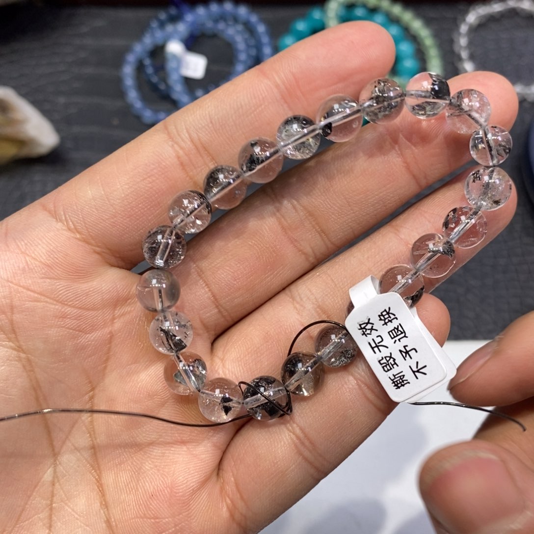 磷灰石手串未镶嵌闪灵8.7mm