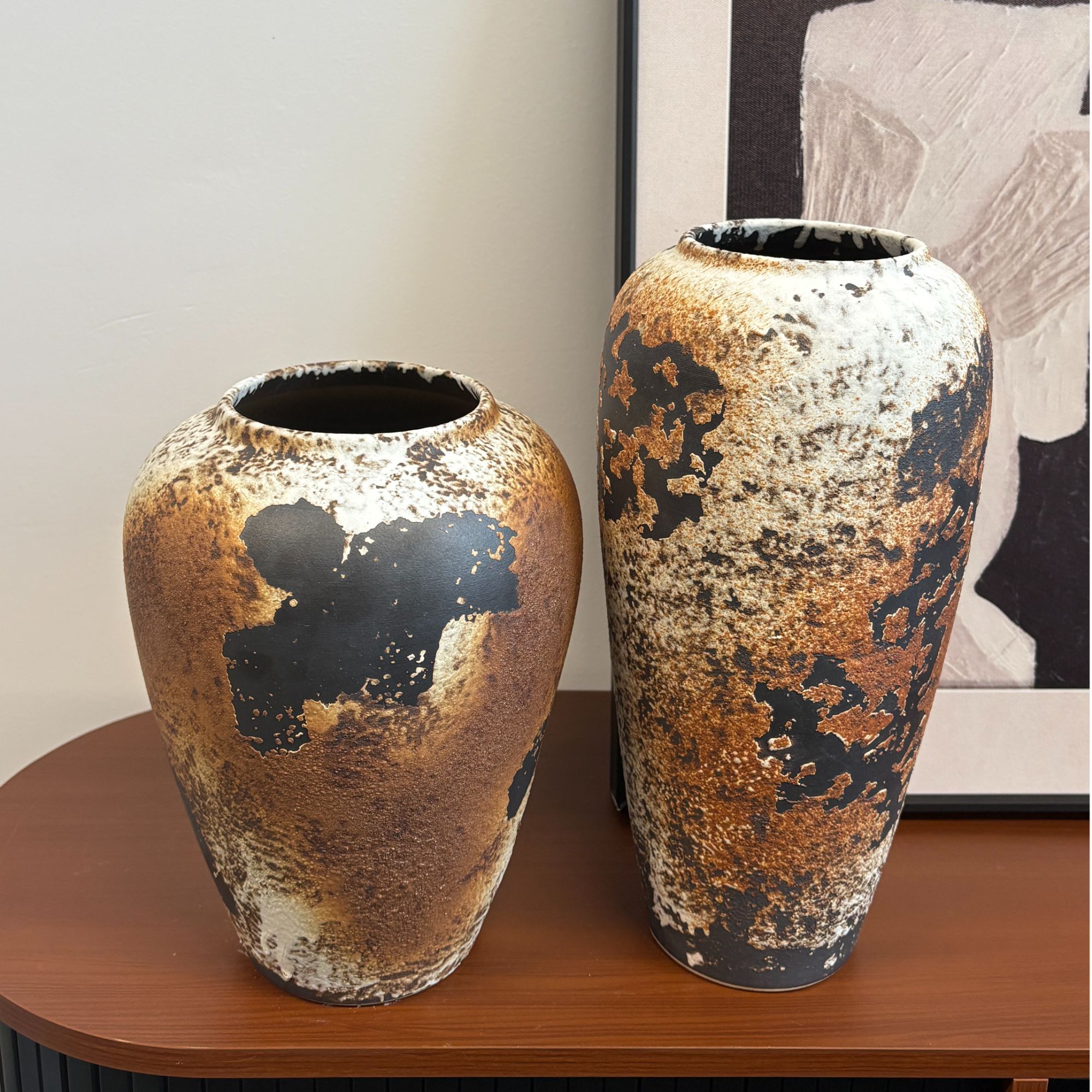 景德镇陶瓷花瓶侘寂新中式风手工复古玄关电视柜装饰水养摆件器皿