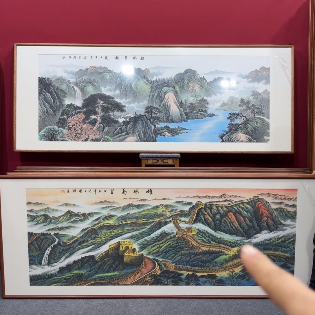 国画手绘作品带框210成80