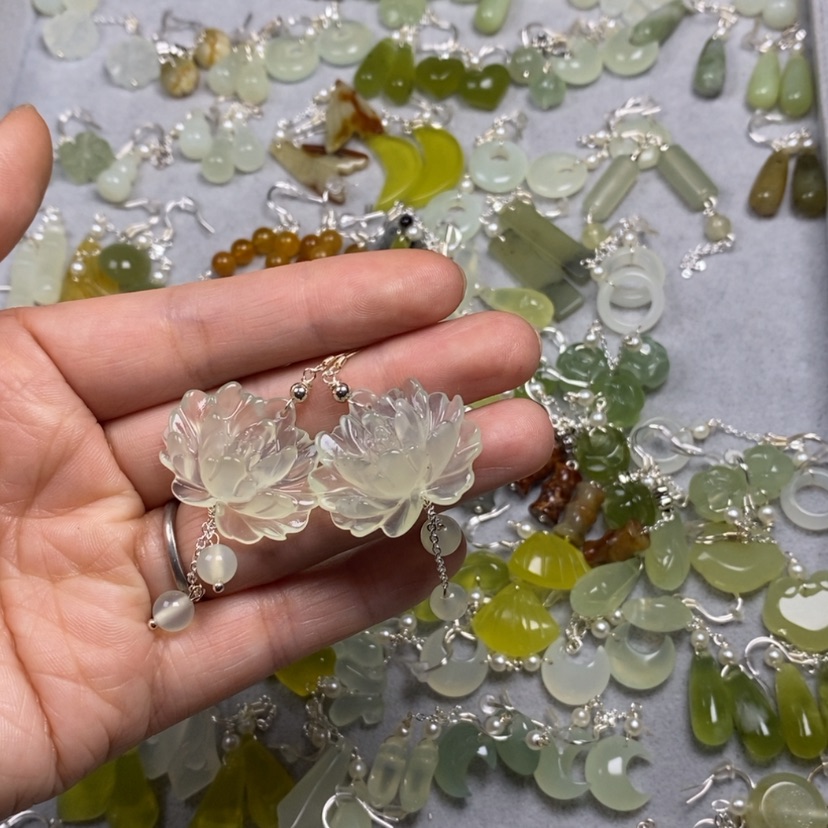 【闪购商品】蛇纹石玉未镶嵌挂件耳饰耳环项链