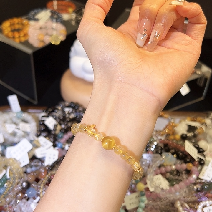 水晶手链银S925镶嵌金发Q71