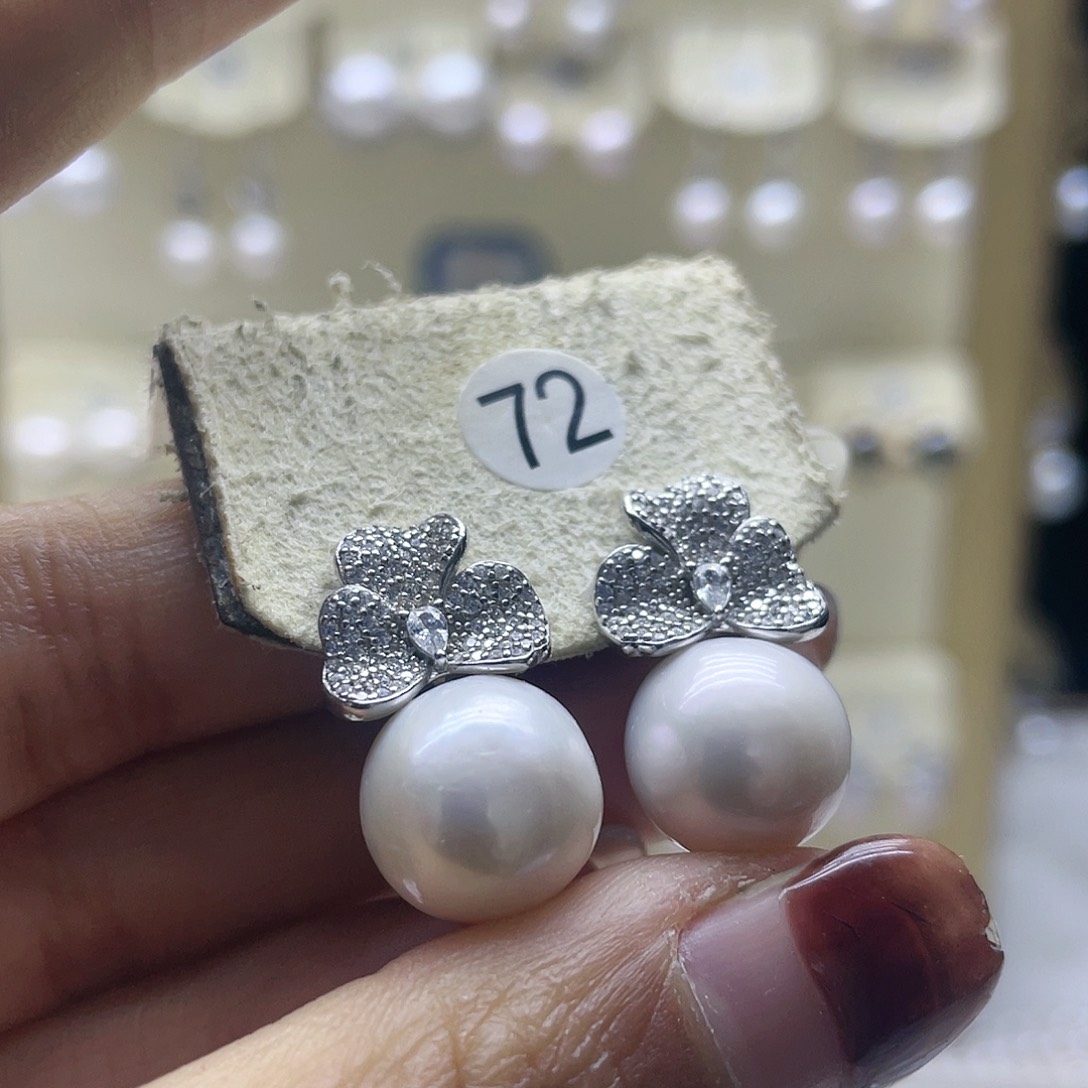 淡水珍珠耳饰银S925镶嵌