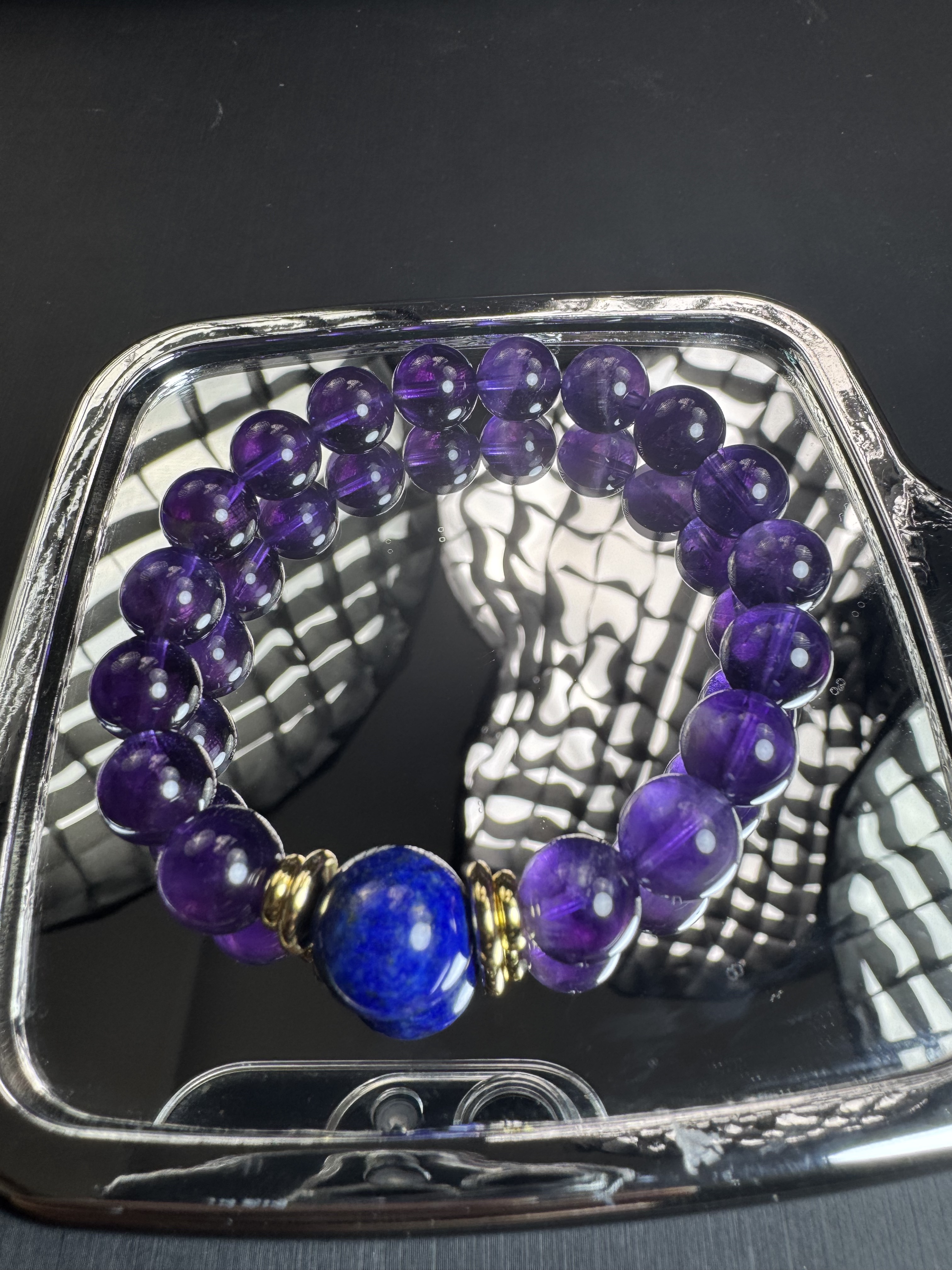 A449 天然原创紫水晶手链10mm+多样性发一