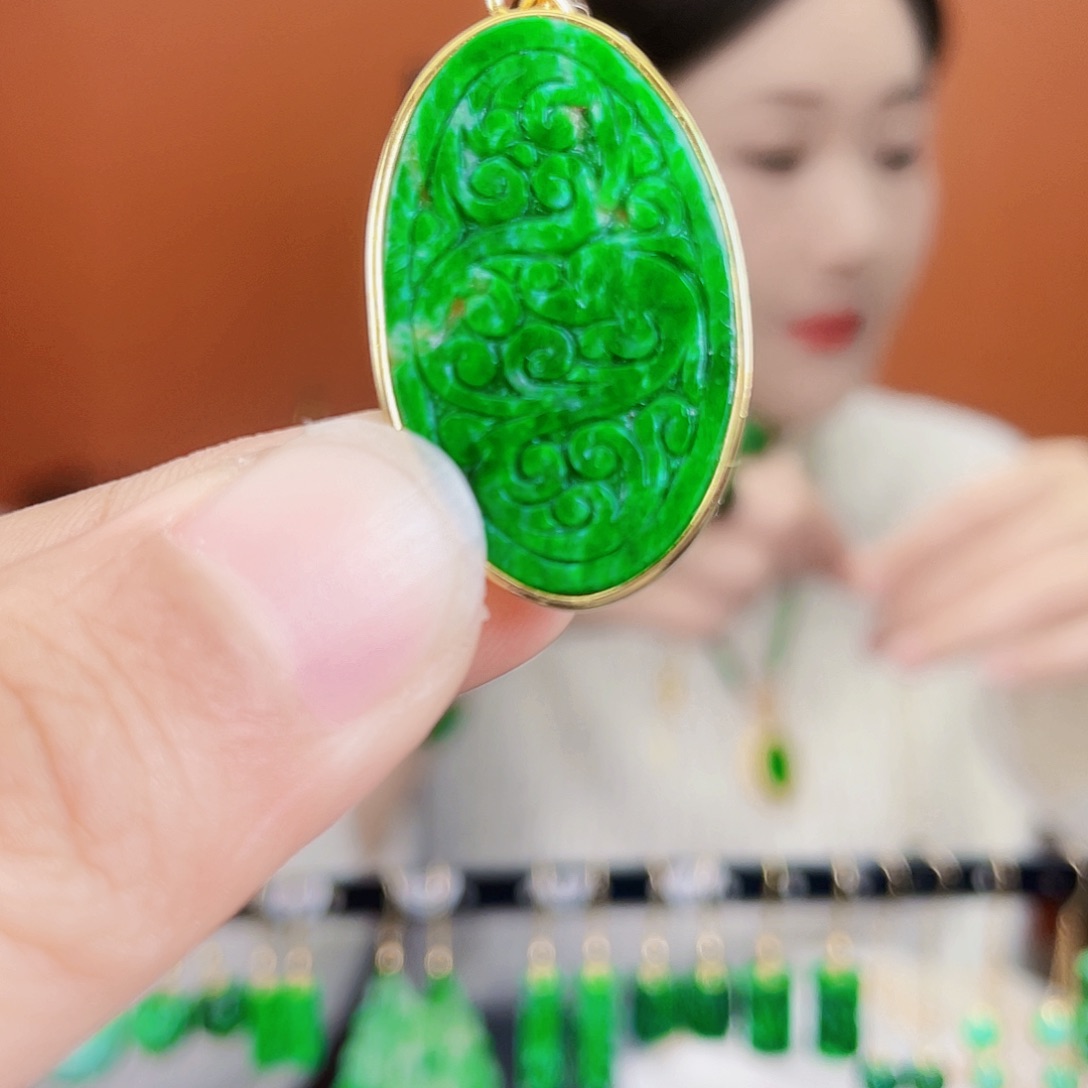 翡翠银S925镶嵌耳饰