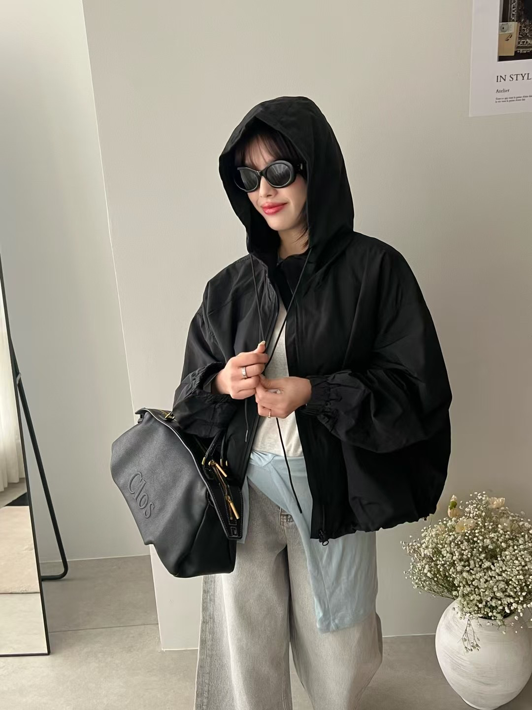 琦琦-25款酷飒带帽冲锋衣外套