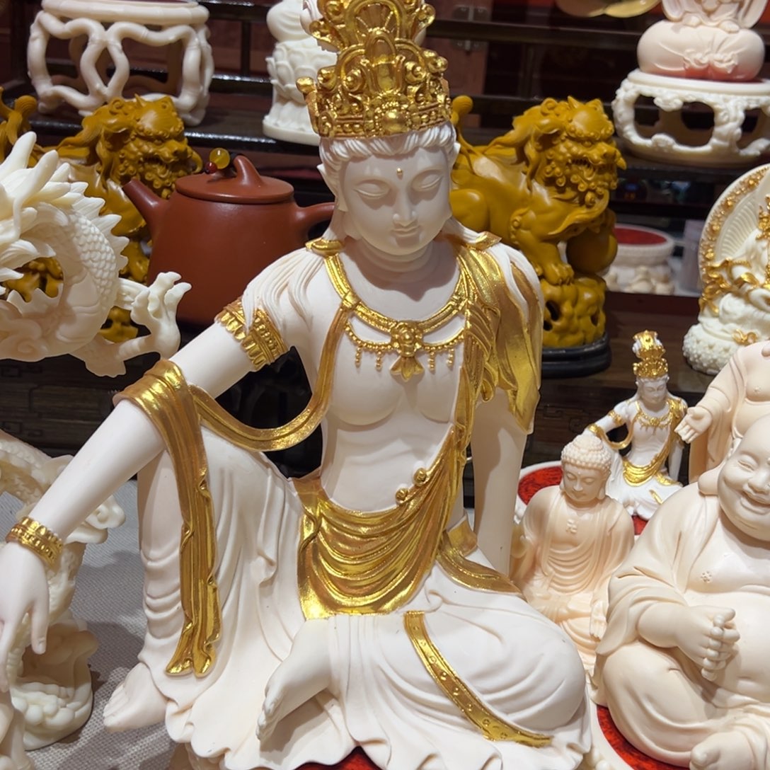 树脂制品大号观自在30公分加大莲花底座