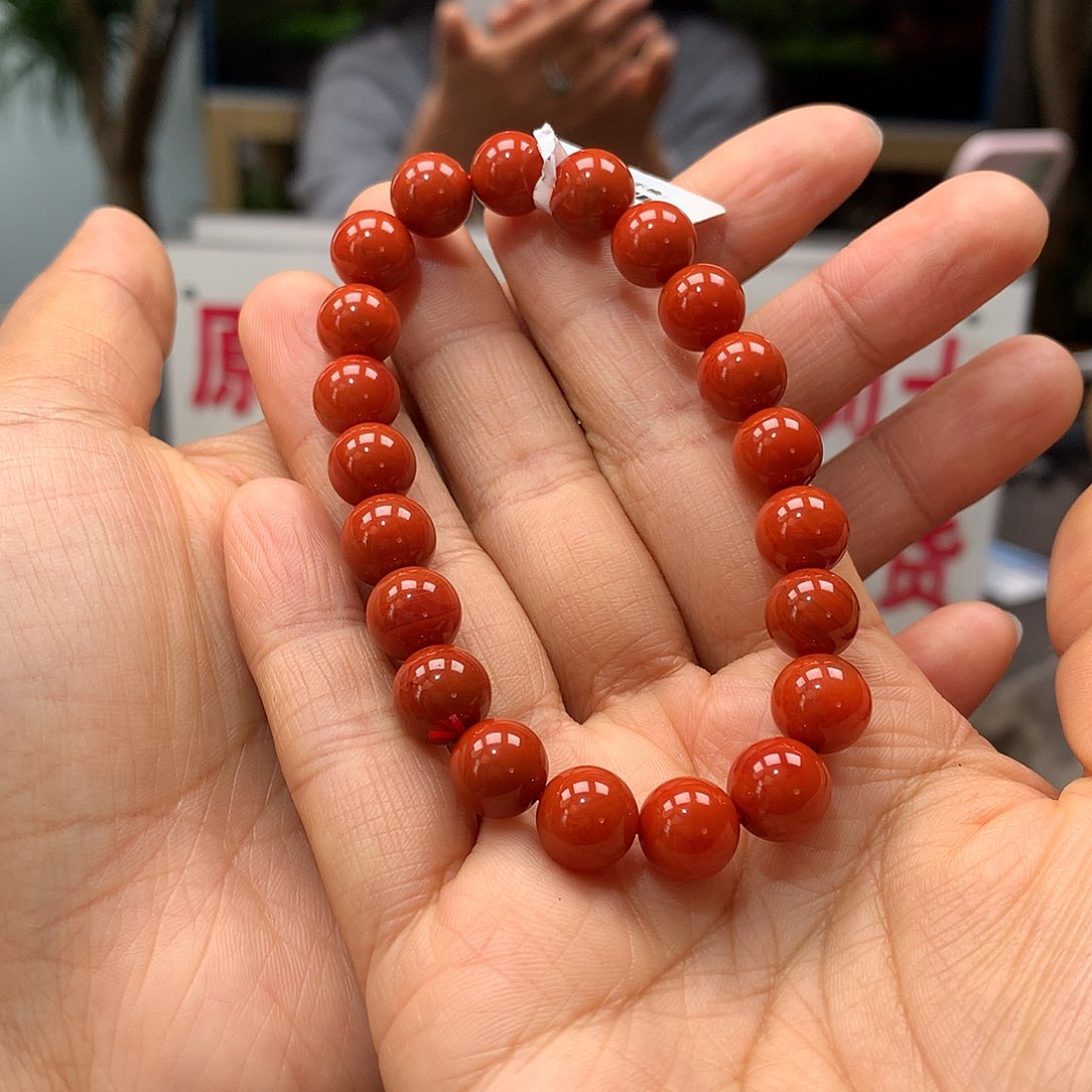 南红玛瑙南红9mm九口火焰纹手串未镶嵌巍**海